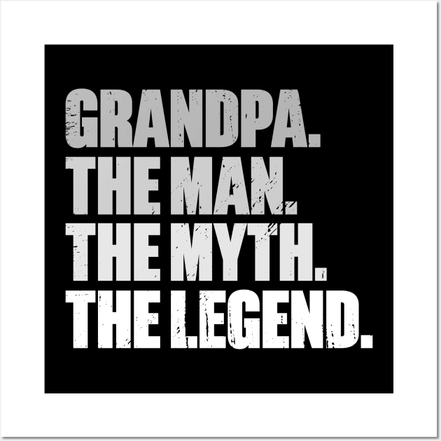 Grandpa The Man The Myth The Legend Retro (White) Wall Art by DLEVO